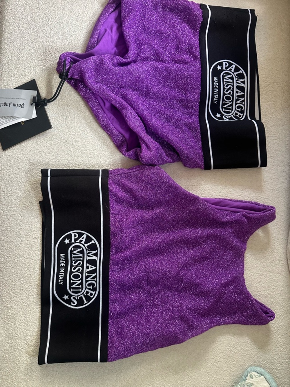 Missoni Purple Terry Crop Top and Hooded Band Set